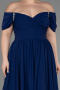 Navy Blue Long Chiffon Plus Size Evening Dress ABU3738