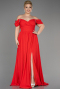 Coral Long Chiffon Plus Size Evening Dress ABU3738
