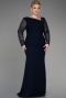 Long Navy Blue Plus Size Wedding Dress ABU3713