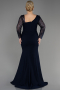 Long Navy Blue Plus Size Wedding Dress ABU3713
