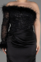 Long Black Satin Plus Size Engagement Dress ABU3741
