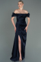 Navy Blue Long Satin Engagement Dress ABU1606