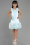 Short Mint Satin Girl Dress ABK1994