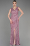 Long Powder Color Scaly Evening Dress ABU3201