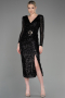 Midi Black Party Dress ABK1808