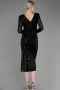 Midi Black Party Dress ABK1808