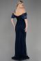 Long Navy Blue File Mermaid Prom Dress ABU3769