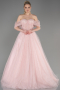 Powder Color Long Plus Size Haute Couture Dress ABU3622