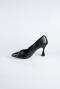 Black Leather Stiletto MJD5158