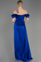 Sax Blue Long Satin Engagement Dress ABU1606