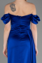 Sax Blue Long Satin Engagement Dress ABU1606