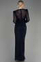 Navy Blue Long Sleeve Scaly Evening Dress ABU3831