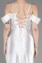 White Slit Long Satin Evening Dress ABU3840