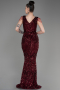 Burgundy Long Scaly Plus Size Evening Dress ABU3845