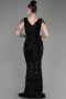 Black Long Scaly Plus Size Evening Dress ABU3845