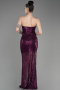 Cherry Colored Strapless Sequined Long Mermaid Evening Dress ABU3849