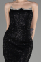 Black Strapless Scaly Long Mermaid Evening Dress ABU3850
