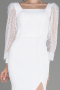 White Scaly Long Sleeve Slit Evening Dress ABU3852