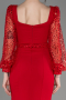 Red Scaly Long Sleeve Slit Evening Dress ABU3852