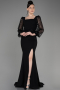 Long Black Oversized Evening Dress ABU3912