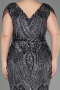 Anthracite Long Scaly Plus Size Evening Dress ABU3845