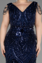 Navy Blue Long Scaly Plus Size Evening Dress ABU3845