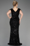 Black Long Scaly Plus Size Evening Dress ABU3845