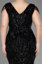 Black Long Scaly Plus Size Evening Dress ABU3845