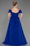 Sax Blue Long Chiffon Plus Size Evening Dress ABU3738