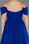 Sax Blue Long Chiffon Plus Size Evening Dress ABU3738