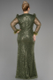 Olive Drab Long Sleeve Scaly Plus Size Evening Dress ABU3861