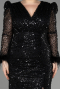 Black Long Sleeve Scaly Plus Size Evening Dress ABU3861