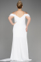 White Long Chiffon Plus Size Evening Gown ABU3742
