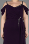 Long Dark Purple Chiffon Plus Size Evening Gown ABU3742
