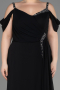 Long Black Chiffon Plus Size Evening Gown ABU3742