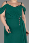 Long Emerald Green Chiffon Plus Size Evening Gown ABU3742