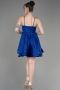 Sax Blue Short Satin Party Dress ABK2044