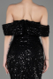 Black Slit Scaly Long Evening Gown ABU3864