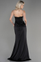 Black Strapless Slit Long Satin Evening Dress ABU3866
