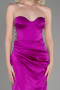 Violet Strapless Slit Long Satin Evening Dress ABU3866