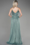 Turquoise Strappy Long Silvery Evening Dress ABU3863