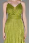 Pistachio Green Strappy Long Silvery Evening Dress ABU3863