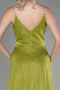 Pistachio Green Strappy Long Silvery Evening Dress ABU3863