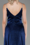 Sax Blue Strappy Long Silvery Evening Dress ABU3863