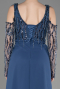 Indigo Slit Sequined Long Sleeve Plus Size Evening Dress ABU3873