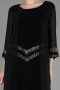 Black Capri Sleeve Midi Chiffon Plus Size Invitation Dress ABK2061