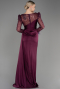 Cherry Colored Long Satin Evening Dress ABU3673