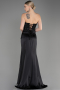 Long Black Satin Prom Gown ABU3883