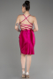 Fuchsia Backless Short Satin Cocktail Dress ABK2078