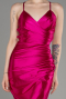 Fuchsia Backless Short Satin Cocktail Dress ABK2078